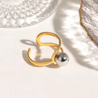 Wholesale Jewelry Simple Style Classic Style Geometric 304 Stainless Steel Mixed Metal Open Rings main image 1