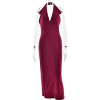 Women's Sheath Dress Streetwear V Neck Backless Sleeveless Solid Color Maxi Long Dress Holiday sku image 3