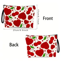 Cute Cherry Heart Shape Polyester Square Makeup Bags main image 2