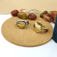 Wholesale Jewelry Retro Heart Shape 304 Stainless Steel Polishing Mixed Metal Open Rings main image 1