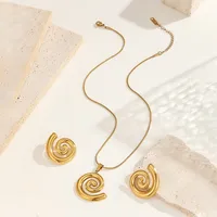 Wholesale Jewelry Simple Style Spiral 304 Stainless Steel Circle Earrings Necklace main image 1