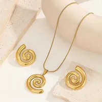Wholesale Jewelry Simple Style Spiral 304 Stainless Steel Circle Earrings Necklace main image 2