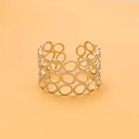Retro Simple Style Leaves Solid Color Flower Titanium Steel Bangle In Bulk main image 4