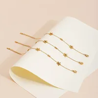 Simple Style Flower Titanium Steel Zircon Cable Chain Bracelets In Bulk main image 1