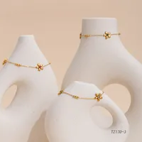 Simple Style Flower Titanium Steel Zircon Cable Chain Bracelets In Bulk main image 3
