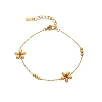 Simple Style Flower Titanium Steel Zircon Cable Chain Bracelets In Bulk main image 4