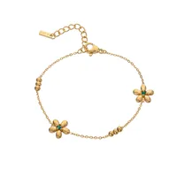 Simple Style Flower Titanium Steel Zircon Cable Chain Bracelets In Bulk main image 5
