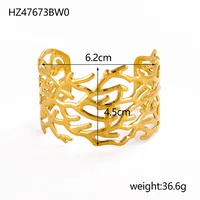 Retro Simple Style Leaves Solid Color Flower Titanium Steel Bangle In Bulk sku image 5