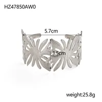 Retro Simple Style Leaves Solid Color Flower Titanium Steel Bangle In Bulk sku image 2