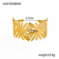 Retro Simple Style Leaves Solid Color Flower Titanium Steel Bangle In Bulk sku image 4