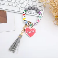 Cute Letter Heart Shape Alloy Silica Gel Bag Pendant Bracelets Keychain sku image 8