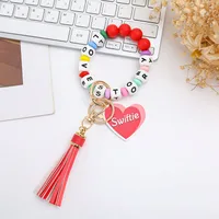 Cute Letter Heart Shape Alloy Silica Gel Bag Pendant Bracelets Keychain sku image 1