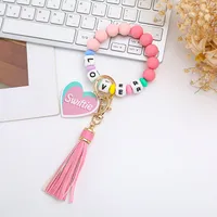 Cute Letter Heart Shape Alloy Silica Gel Bag Pendant Bracelets Keychain sku image 3