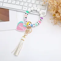 Cute Letter Heart Shape Alloy Silica Gel Bag Pendant Bracelets Keychain sku image 6
