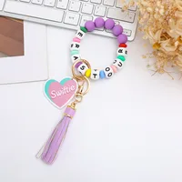 Cute Letter Heart Shape Alloy Silica Gel Bag Pendant Bracelets Keychain sku image 7