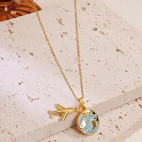Vintage Style Classic Style Earth Travel 304 Stainless Steel Copper 18K Gold Plated Women's Pendant Necklace main image 6