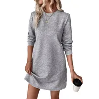 Women's A- Line Skirt Casual Elegant Simple Style Round Neck Long Sleeve Solid Color Above Knee Holiday Daily Selfie main image 2
