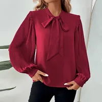 Women's Blouse Long Sleeve Blouses Casual Elegant Simple Style Solid Color sku image 1