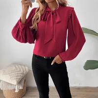 Women's Blouse Long Sleeve Blouses Casual Elegant Simple Style Solid Color main image 4