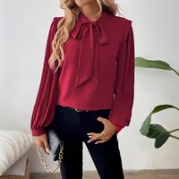 Women's Blouse Long Sleeve Blouses Casual Elegant Simple Style Solid Color main image 5