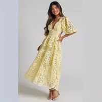 Women's Patchwork Skirt Casual Elegant Streetwear V Neck Backless Half Sleeve Solid Color Midi Dress Holiday Daily Selfie main image 2