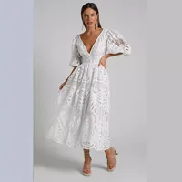 Women's Patchwork Skirt Casual Elegant Streetwear V Neck Backless Half Sleeve Solid Color Midi Dress Holiday Daily Selfie main image 3