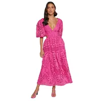 Women's Patchwork Skirt Casual Elegant Streetwear V Neck Backless Half Sleeve Solid Color Midi Dress Holiday Daily Selfie main image 4