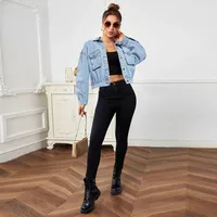 Women's Casual Elegant Streetwear Solid Color Single Breasted Coat Denim Jacket main image 2