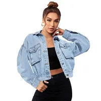 Women's Casual Elegant Streetwear Solid Color Single Breasted Coat Denim Jacket main image 3