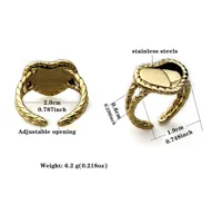 Wholesale Jewelry Retro Heart Shape 304 Stainless Steel Polishing Mixed Metal Open Rings main image 2