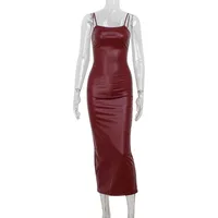 Women's Adults One-Step Skirt European And American Wind Streetwear Boat Neck Sling Style Zipper Sleeveless Solid Color Maxi Long Dress Anniversary Banquet Evening Party main image 5