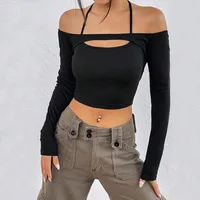 Women's T-shirt Long Sleeve T-Shirts Casual Elegant Streetwear Solid Color sku image 2
