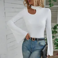 Women's T-shirt Long Sleeve T-Shirts Casual Elegant Simple Style Solid Color sku image 4