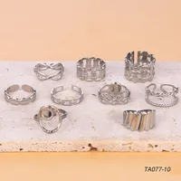 Wholesale Jewelry Simple Style Geometric Titanium Steel Hollow Out Open Rings main image 1