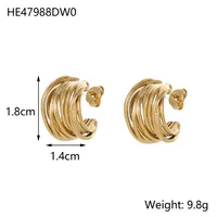 1 Pair Simple Style Geometric 304 Stainless Steel 14K Gold Plated Ear Studs sku image 6