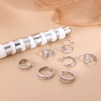 Wholesale Jewelry Simple Style Geometric Titanium Steel Zircon Plating Inlay Open Rings main image 3