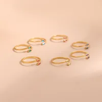 Wholesale Jewelry Simple Style Geometric Titanium Steel Zircon Plating Inlay Open Rings main image 3