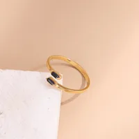 Wholesale Jewelry Simple Style Geometric Titanium Steel Zircon Plating Inlay Open Rings main image 4