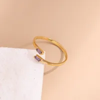 Wholesale Jewelry Simple Style Geometric Titanium Steel Zircon Plating Inlay Open Rings sku image 3