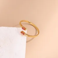 Wholesale Jewelry Simple Style Geometric Titanium Steel Zircon Plating Inlay Open Rings sku image 4