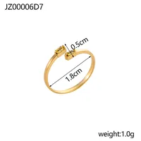 Wholesale Jewelry Simple Style Geometric Titanium Steel Zircon Plating Inlay Open Rings sku image 6