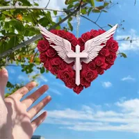 New Acrylic Flat Cross Love Heart Simplicity Car Pendant Backpack Accessories Home Decorations main image 1