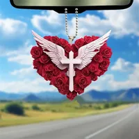 New Acrylic Flat Cross Love Heart Simplicity Car Pendant Backpack Accessories Home Decorations main image 4