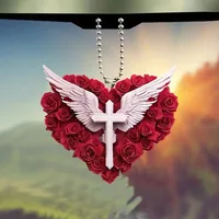 New Acrylic Flat Cross Love Heart Simplicity Car Pendant Backpack Accessories Home Decorations main image 5