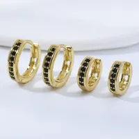 1 Set Simple Style Round Inlay Copper Zircon K Gold Plated Earrings main image 2