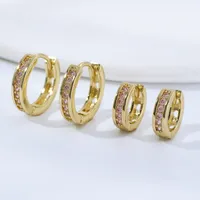 1 Set Simple Style Round Inlay Copper Zircon K Gold Plated Earrings main image 3