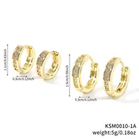 1 Set Simple Style Round Inlay Copper Zircon K Gold Plated Earrings sku image 1