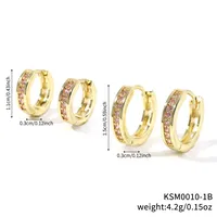 1 Set Simple Style Round Inlay Copper Zircon K Gold Plated Earrings sku image 2