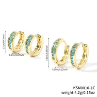 1 Set Simple Style Round Inlay Copper Zircon K Gold Plated Earrings sku image 3
