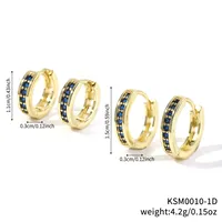 1 Set Simple Style Round Inlay Copper Zircon K Gold Plated Earrings sku image 4